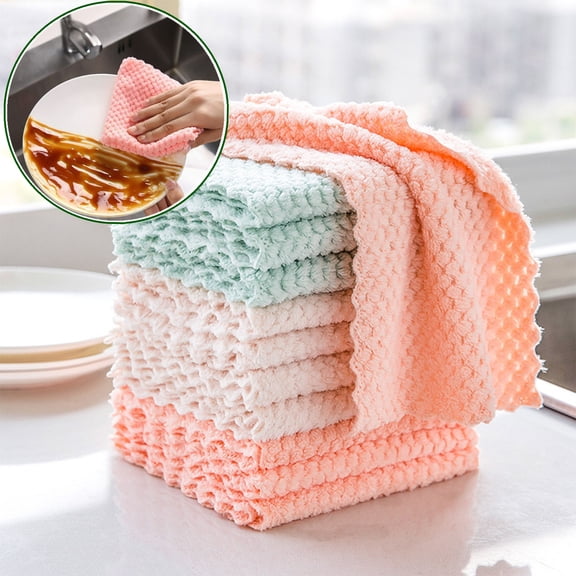 Xhegex Bamboo Fiber Dishwashing Cloth Set, 10-Piece Double-Layer Multifunctional Cleaning Towel, Absorbent Kitchen Cleaning Cloth for Home Use