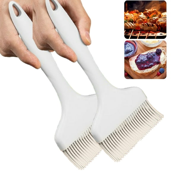 Xhegex Basting Brushes Silicone Heat Resistant Pastry Brushes Spread Oil Butter Sauce Marinades for BBQ Grill Barbecue Baking Kitchen Cooking Dishwasher Safe, 2Pcs, White