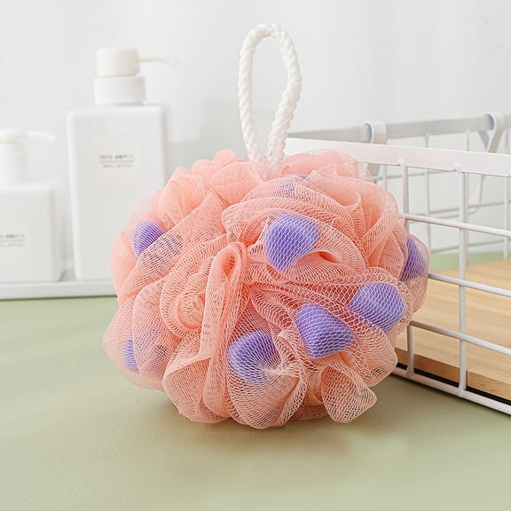 Bxaolu Bath Sponge Body Scrubber Shower Sponge Exfoliating Mesh Pouf Shower Ball Bath Sponges for Women and Men Bathing Accessories (2Pack)