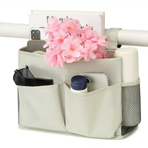 Xhegex Bedside Caddy, Bedside Storage Organizer for Bunk Bed Accessories, Dorm Storage for Bedside Shelf and Bunk Bed Shelf, Bed Caddy for Home, Dorm, Bunk (Gray, 1 Pack)