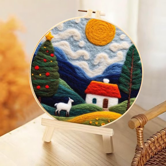 Xhegex Beginner-Friendly Wool Felting Kit with Embroidery Frame - Easy DIY Needle Felting for Creative Home Decor and Unique Gifts