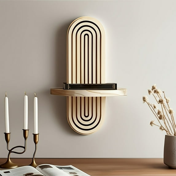 Xhegex Boho Wooden Wall Shelf, Sturdy and Elegant Shelf for Family Use, Ideal for Home Decor and Holiday Decorations