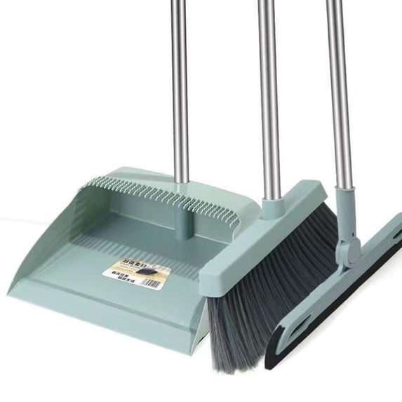 Xhegex Broomstick and Dustpan Set with Long Handle, Windproof Stand-Up Dustpan with Broomstick Combo for Efficient Cleaning in Home, Kitchen, and Office