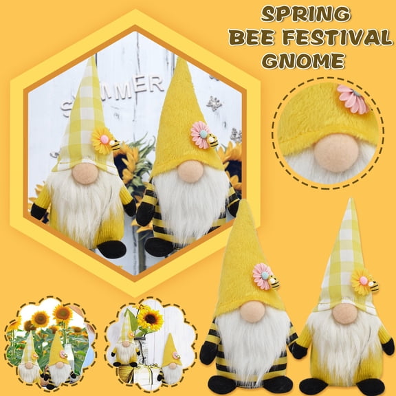 Xhegex Bumble Bee Gnome Decoration - Adorable Swedish Tomte for Home Decor, Perfect for Spring & Summer Gifts