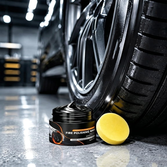 Xhegex Car Tire and Leather Polish Wax - Deep Nourishment Restorer with Buffing Sponge for Interior and Exterior Use - Long-Lasting Protection Against Aging and Cracking