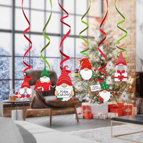 Xhegex Christmas Hanging Swirl Decorations - Festive Foil Swirls for Holiday Parties, Fun DIY Decor for Home and Events