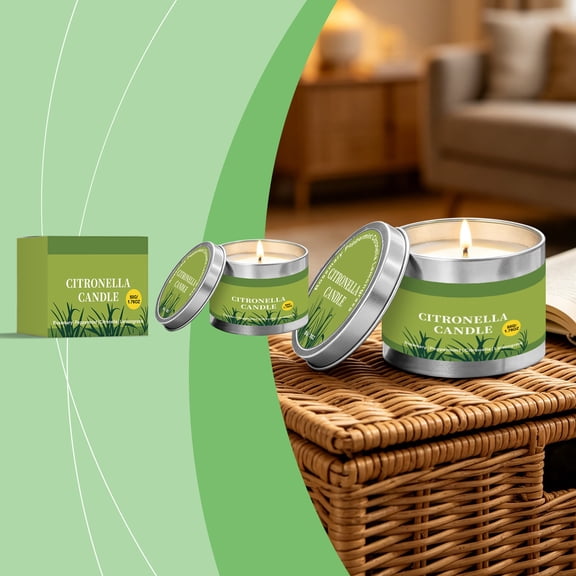 Xhegex Citronella Candle with Peppermint & Lemongrass - Long-Lasting, Clean-Burning Wax for Indoor & Outdoor Use - Perfect for Summer Camping, BBQs & Garden Parties