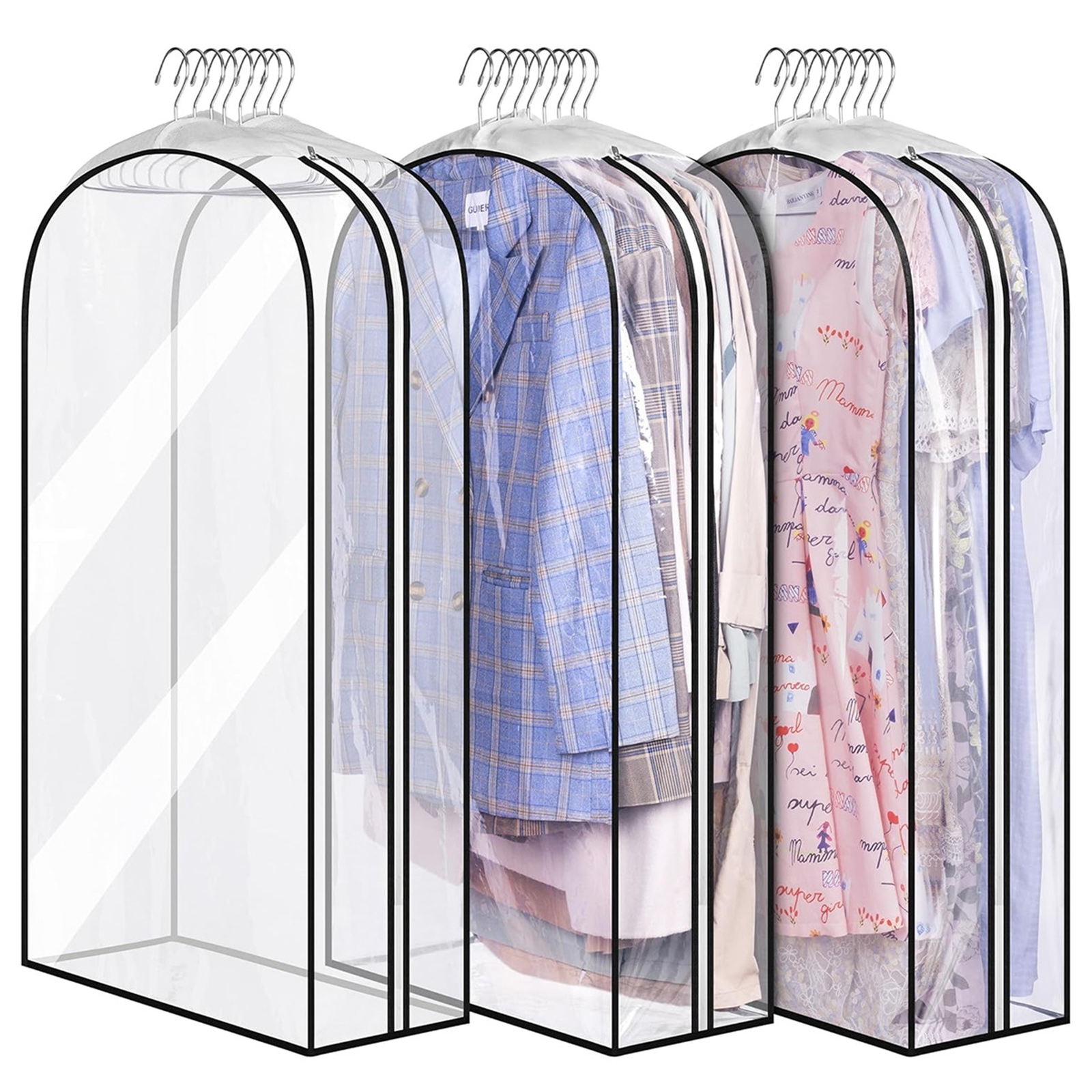Xhegex Clear Gusseted Garment Bags for Closet Organization, Store Gowns, Suits, Dresses, Coats, and Uniforms, Keep Your Clothes Neat and Protected