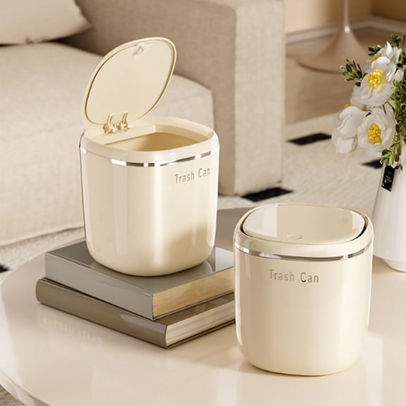 Xhegex Compact Desktop Trash Can with Press-Type Lid for Home and Office - Ideal for Organizing Waste and Storing Small Items