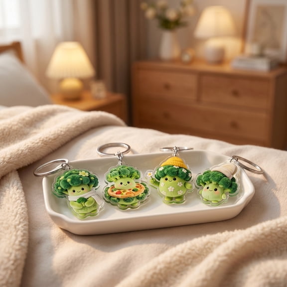 Xhegex Cute Vegetable Acrylic Bag Charms - Set of 4 Adorable Hanging Ornaments with Metal Rings for Backpacks and Purses - Perfect for Daily Decor and Identifying Accessories