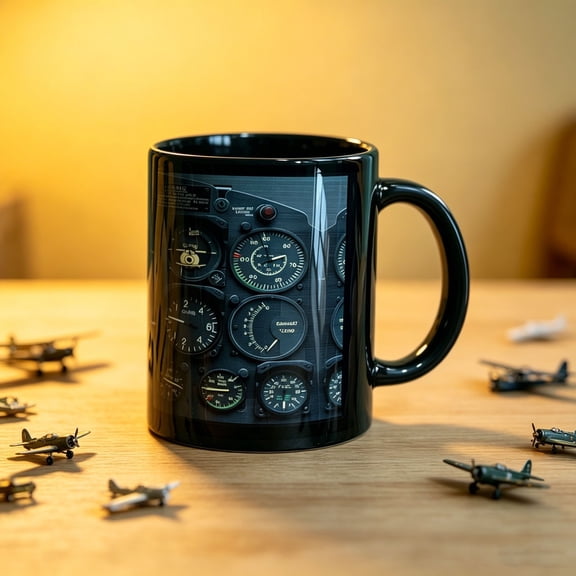 Xhegex Dashboard Ceramic Coffee Mug - Realistic Cockpit Design, Perfect Gift for Aviation Lovers, Microwave & Dishwasher Safe, Ideal for Home or Office Use