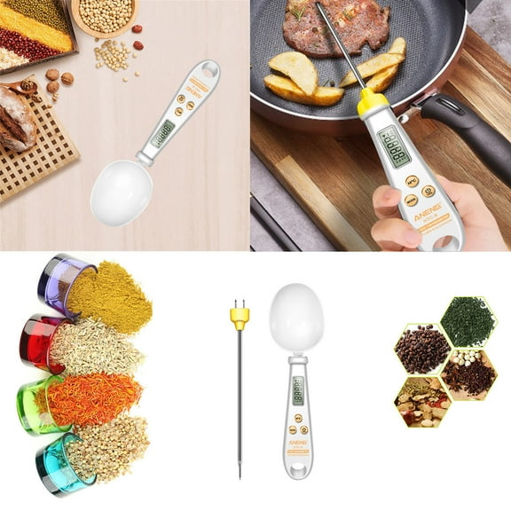 Xhegex Digital Measuring Spoon with Temperature Needle - High Precision Scale for Food & Coffee Weighing - Perfect Kitchen Gadget for Cooking and Daily Meals