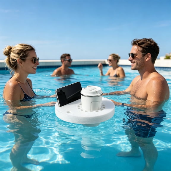 Xhegex Floating Pool Drink Tray with Phone Slot and Cup Holders - Heavy Duty EVA Foam Refreshment Caddy for Summer Parties and Beach Fun