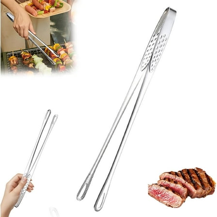 Xhegex Grill Tongs, 11 Inch Extra Long BBQ Tongs, Premium Stainless Steel Metal Tongs for Cooking, Grilling, Barbecue/BBQ, Buffet (11", 1PC)