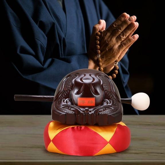Xhegex Handcrafted Wooden Fish Mokugyo Drum - Zen Meditation Percussion Instrument for Relaxation and Home Dcor