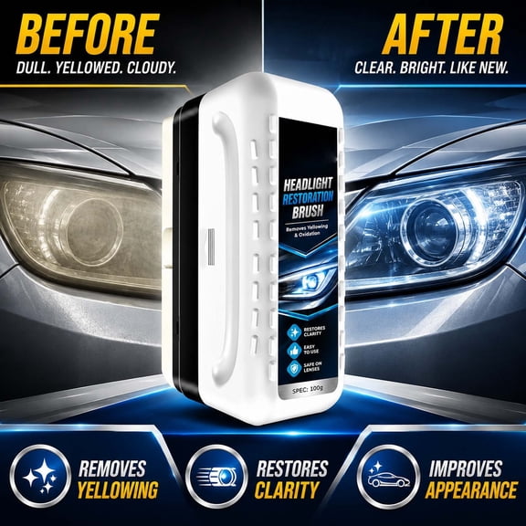 Xhegex Headlight Restoration Brush Cleaner – Removes Yellowing & Oxidation for Clearer, Safer Driving; Easy to Use for Cars, Trucks & SUVs