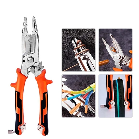 Xhegex Heavy Duty Stripping Pliers for Electrical Work - Multifunctional Tool for Cutting, Shearing, and Clamping with Convenient Pulley Knife Handle