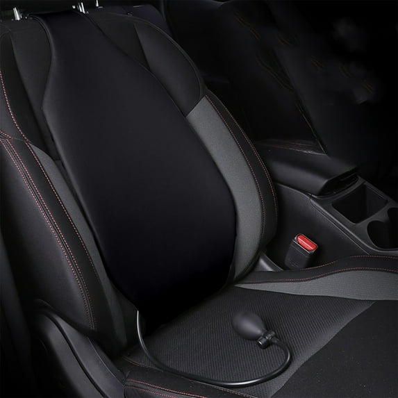 Xhegex Inflatable Lumbar Support Cushion for Car Seat, Sky Lumbar Pad with Adjustable Size and Comfortable Backrest Protection, Black Polyurethane Pillow, 30x20x8cm