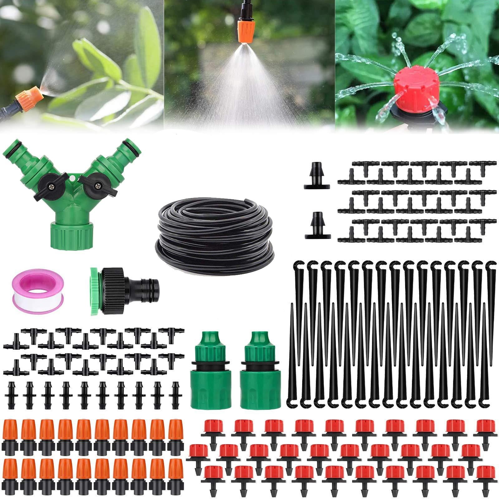 Xhegex Irrigation System Kit Drip Kit Garden Timer Tubing Hose Watering