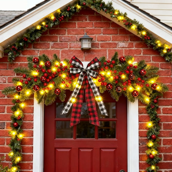 Xhegex Light Up Red Berry Bow Christmas Tree Decoration - Waterproof Holiday Ornament for Home Decor & Festive Cheer