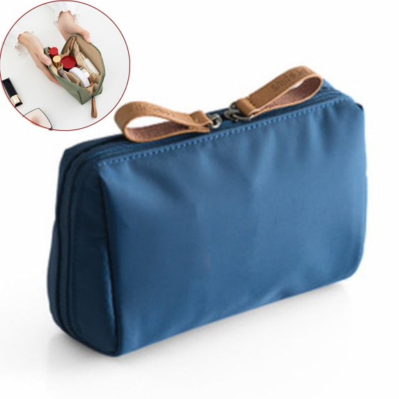 Xhegex Makeup Case Small, Cosmetic Zipper Bag for Purse Mini, Women Cute Traveling Accessories Pouch for Ladies Thanksgiving Christmas Gifts, Storage Pouches for Organization, Blue