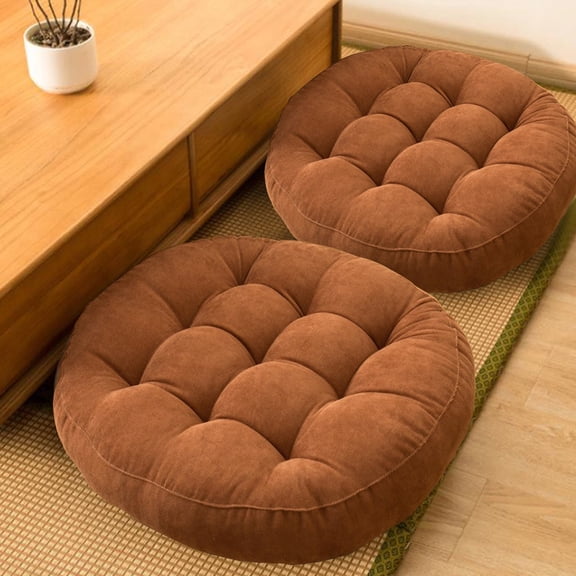 Xhegex Meditation Floor Pillow 1Pack, Round Large Pillows Seating for Adults, Tufted Corduroy Cushion for Tatami Living Room, Coffee, 16.5 Inch