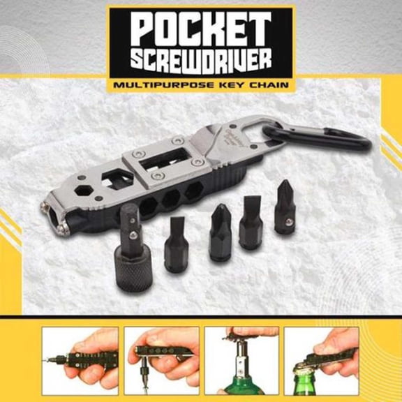 Xhegex Multifunction Survival Wrench Keychain Tool - Screwdriver, Bottle Opener, LED Flashlight, Portable for Outdoor, Hiking & Camping