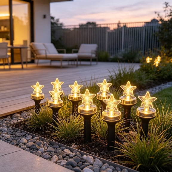 Xhegex Outdoor Waterproof Star Shape String Lights with Solar Power for Garden and Yard Decoration - Perfect for Pathways, Balconies, and Holiday Events