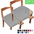thumbnail image 1 of Bxaolu Seat Covers for Dining Room Chair Set of 2, Stretch Fit Removable Washable Anti-dust Desk Chair Seat Cushion Protectors - Light Gray, 1 of 7