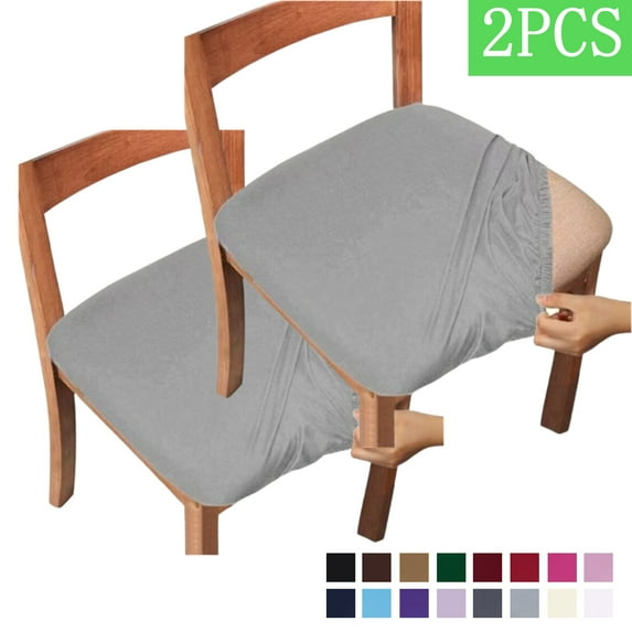 Bxaolu Seat Covers for Dining Room Chair Set of 2, Stretch Fit Removable Washable Anti-dust Desk Chair Seat Cushion Protectors - Light Gray