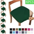 thumbnail image 1 of Bxaolu Seat Covers for Dining Room Chair Set of 6, Stretch Fit Removable Washable Chair Seat Cushion Protector Slipcovers, Green, 1 of 8