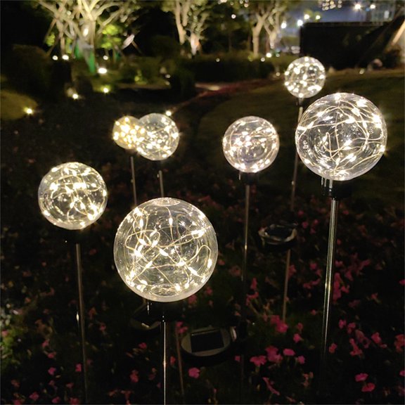 Xhegex Solar Lights Outdoor, 2 Pack Solar LED Globe Solar Powered Garden Light Waterproof for Yard Patio Walkway Landscape In-Ground Pathway Warm White