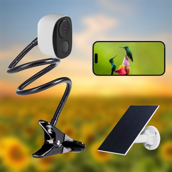 Xhegex Solar Powered Bird Feeder Camera with Night Vision, 1080P Video Recording, Motion Detection & Two-Way Audio for Outdoor Bird Watching