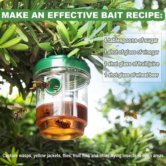 Xhegex Solar-Powered Wasp Trap with LED Light - Easy Setup, Maintenance-Free Insect Catcher for Outdoor Use, Effective for Wasps, Hornets, and Yellow Jackets