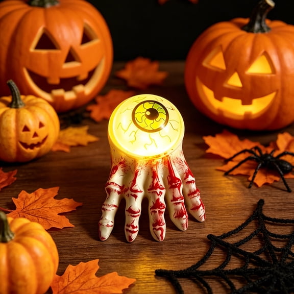 Xhegex Spooky Flameless Skeleton Eyeball and Foot Candles - Safe Halloween Decorative Lights for Parties and Home Decor