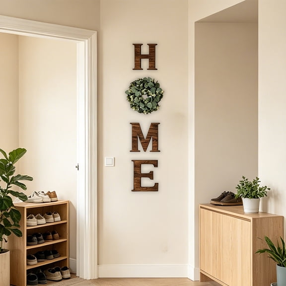 Xhegex Spring Alphabet Wreath Decor - Versatile Wooden Wall Decoration for Home Entryways and Living Spaces