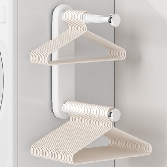 Xhegex Suction Cup Hanger Organizer with Telescopic Wall-Mounted Storage Shelf, Drill-Free Balcony Drying Rack, Space-Saving and Easy Installation