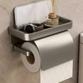 thumbnail image 1 of Xhegex Toilet Paper Holder with Phone Shelf, Adhesive Wall Mount Toilet Tissue Roll Holder, Rustproof & Multifunctional Stainless Steel Bathroom Storage Dispenser (Dark Gray), 1 of 6