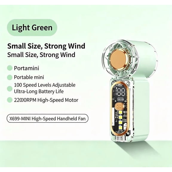 Xhegex USB Rechargeable Mini Handheld Fan - Portable Powerful Wind Blower for Outdoor, Travel & Daily Use - Ergonomic Design with Safety Grille