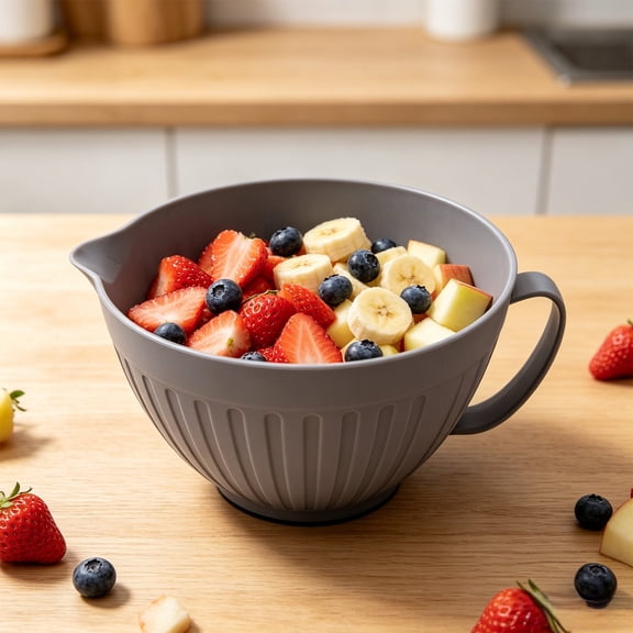 Xhegex Wide Mouth Large Capacity Mixing Bowl with Handle – Non-Slip Grip Base for Easy Whisking and Pouring – Perfect for Home Cooks and Holiday Baking