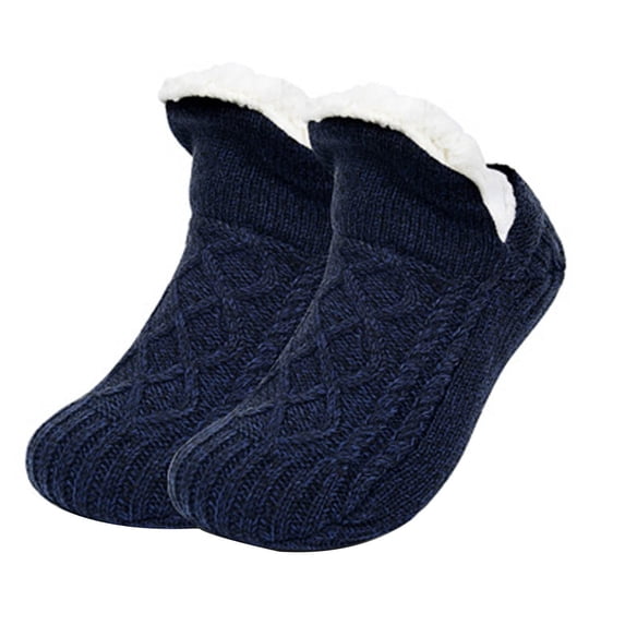 Xhegex Winter Slipper Socks for Men Women with Grippers – Warm, Fuzzy, Fleece-Lined, Non-Slip, Cozy & Thick for Cold Weather, Cozy Christmas Gift, Black, XXX-Large