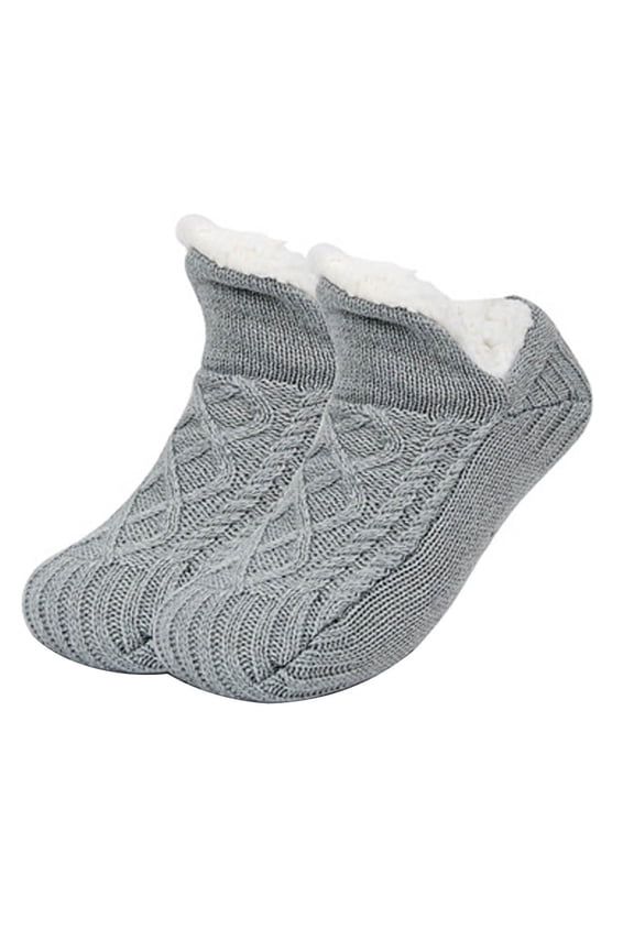 Winter Slipper Socks for Men Women with Grippers – Warm, Fuzzy, Fleece-Lined, Non-Slip, Cozy & Thick for Cold Weather, Cozy Christmas Gift, Gray, XXX-Large