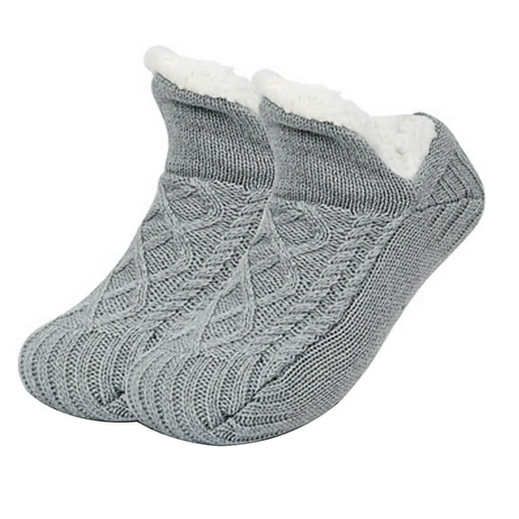 Xhegex Winter Super Soft Warm Cozy Fuzzy Fleece-Lined Gripper Socks for Women - Non-Slip Slipper Socks, US Size 6-10, Anti-Slip Silicon Rubber Grips, Stylish and Comfortable