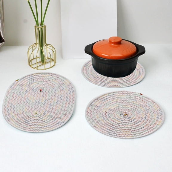 Xhegex Woven Round Placemats for Heat Insulation - Durable Table Coasters for Dining and Kitchen Use