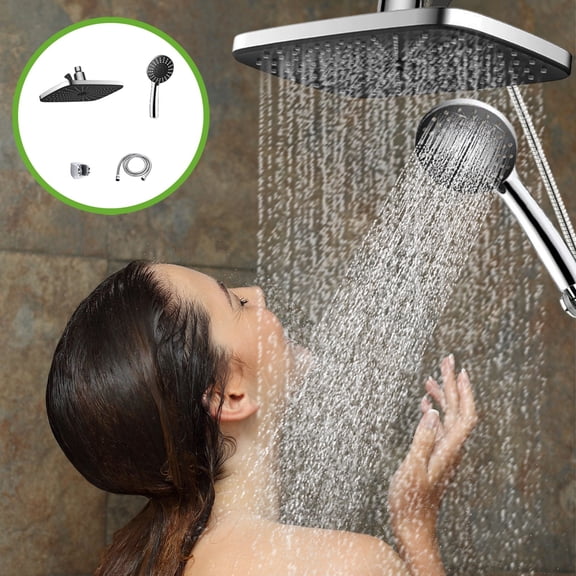 Xheghe 12-Inch Rain Shower Head with 7 Spray Modes, Dual Shower System with Handheld Spray, Easy Installation for Home Use