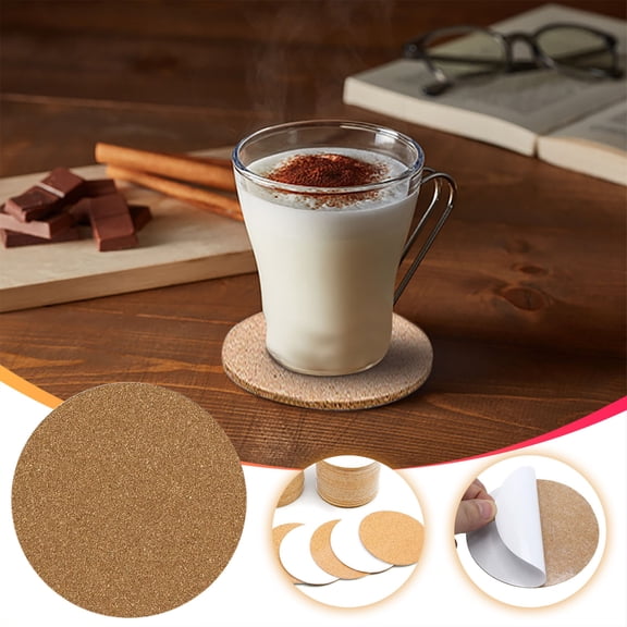 Xheghe 20PCS Self-Adhesive Cork Coasters – Non-Slip Ceramic Base for Hot Beverages, Versatile and Stylish Protection for Homes, Offices, and Cafes