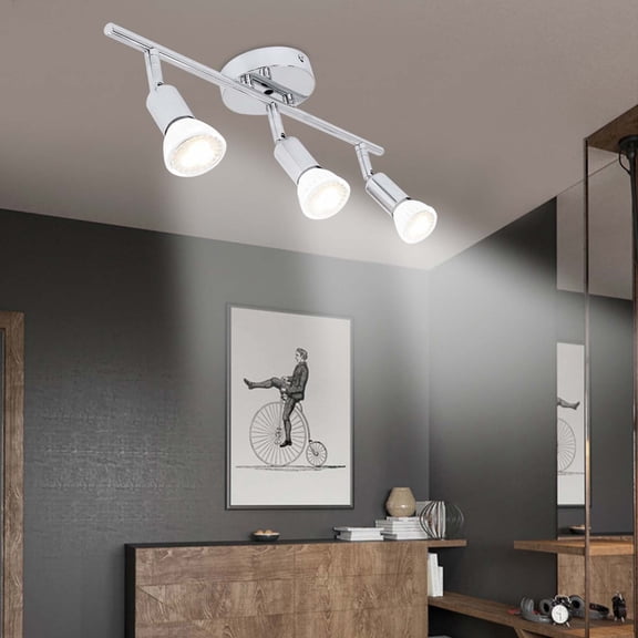 Xheghe 3-Way GU10 Spot-Bar Ceiling Light Fixture with Adjustable Heads for Kitchen and Living Areas - Easy Installation