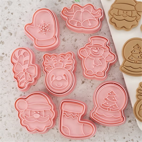 Xheghe Christmas 8-Piece Cake Mould Set for Baking & Frosting - Perfect for Holiday Treats and Entertaining