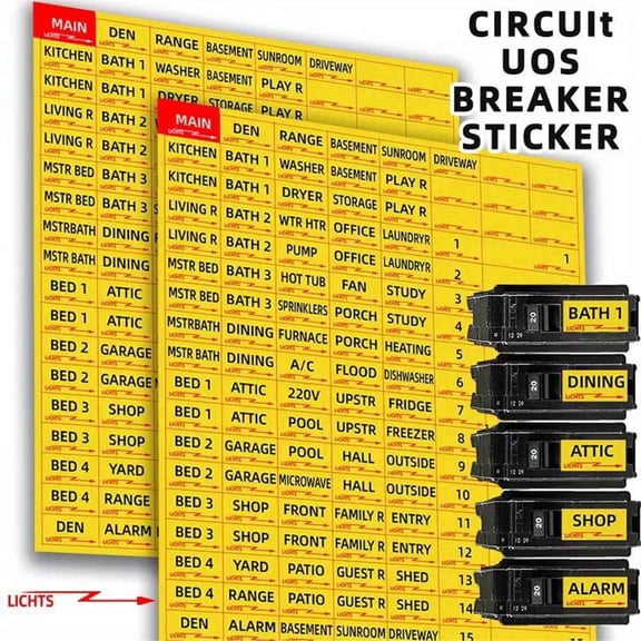 Xheghe Circuit Breaker Label Stickers - Self-Adhesive Electrical Panel Labels for Easy Identification and Organization in Home or Office