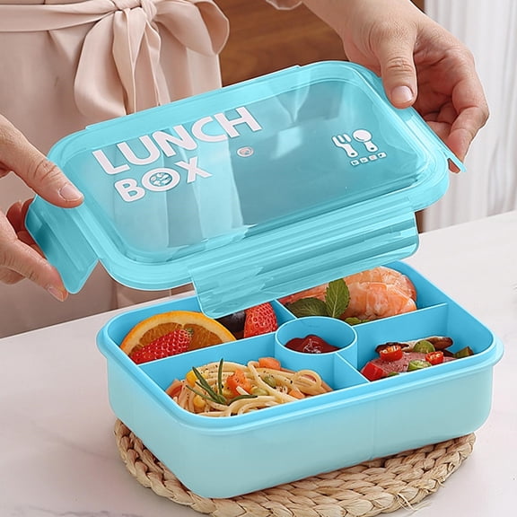 Xheghe Multi-Compartment Lunch Box with Utensils - Microwave-Safe, Leakproof, Ideal for Office Workers and Students